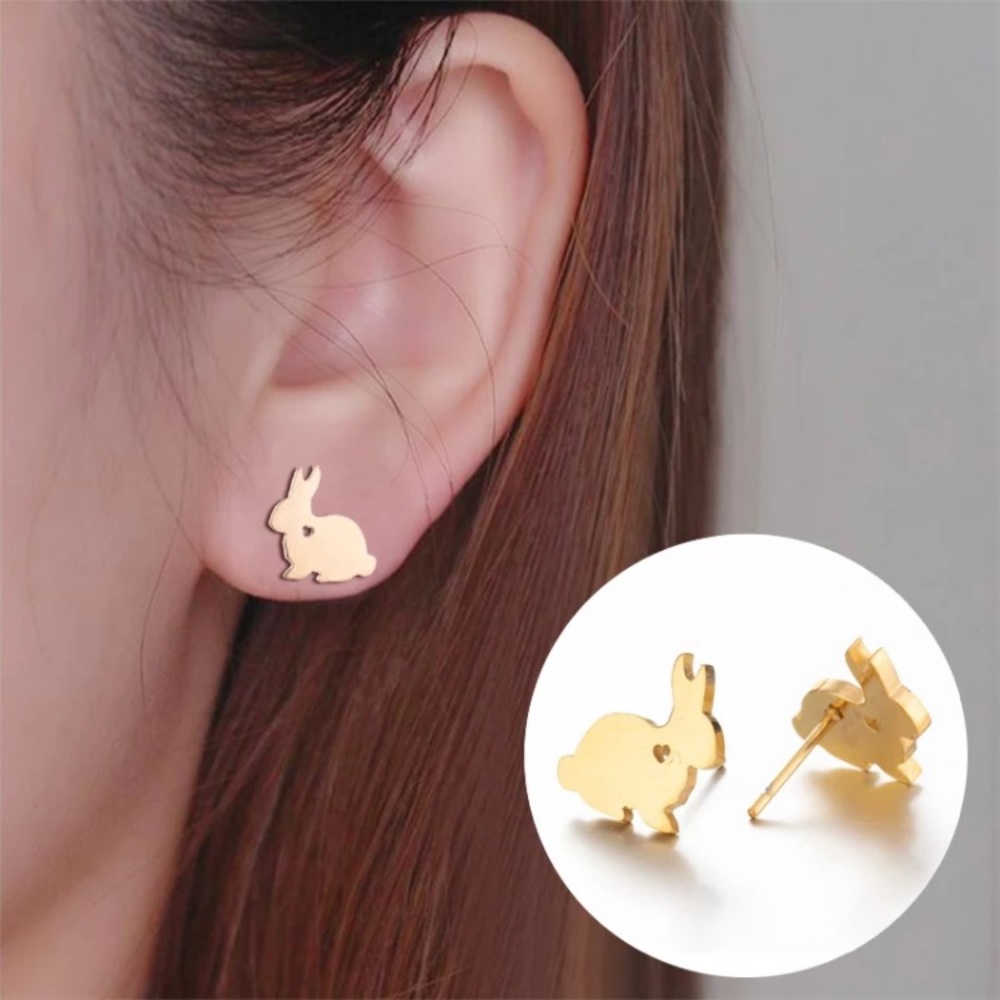 Stainless Steel Rabbit 🐇 Stud Earrings - Picture 3 of 3